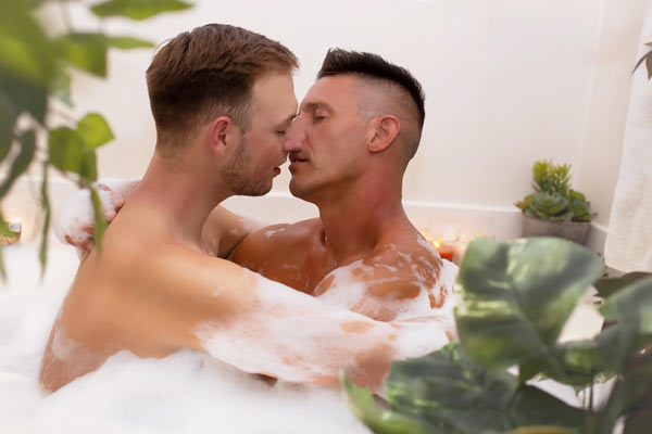 An Intimate Affair: Male Gay Couples Bubble Bath Boudoir Photoshoot