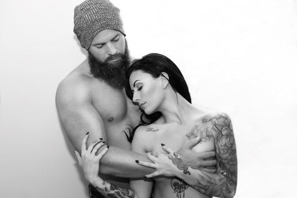 Inked Up and Bare-Chested: A Couples Boudoir Photoshoot