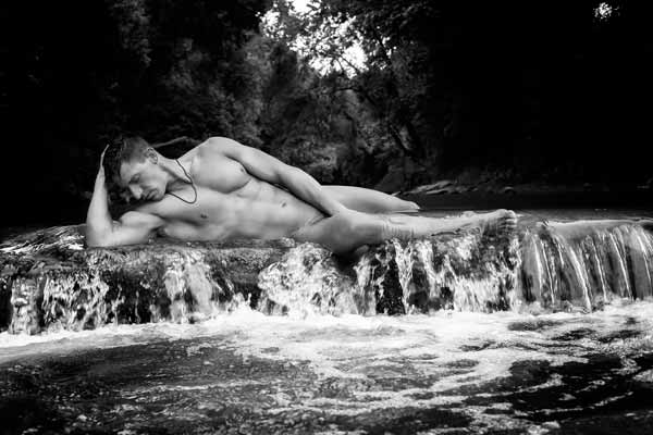 Male Nude by the Creek in Franklin TN